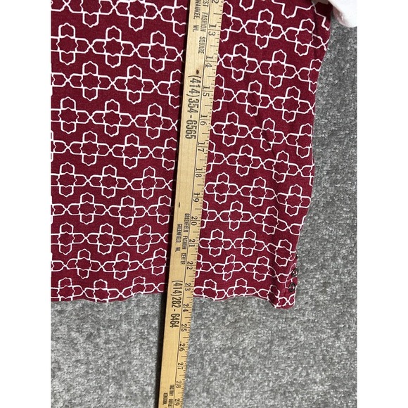 Croft & Barrow Square Neck Geometric Short Sleeve Top Womens Size XL Red White - Picture 7 of 7